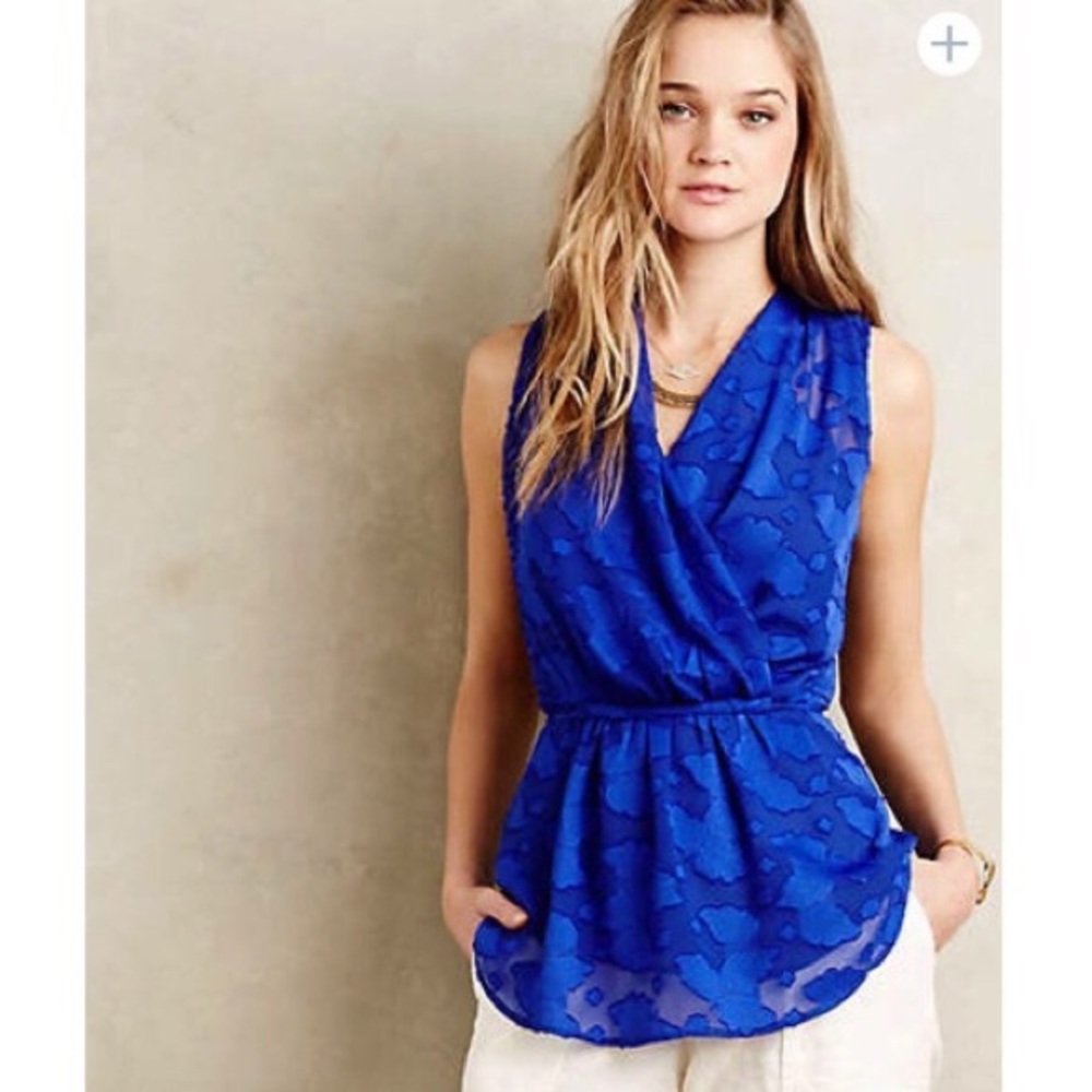 NWOT Anthropologie Blue Edria Blouse